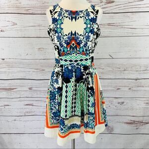 Bailey Blue fit and flare floral geometric dress